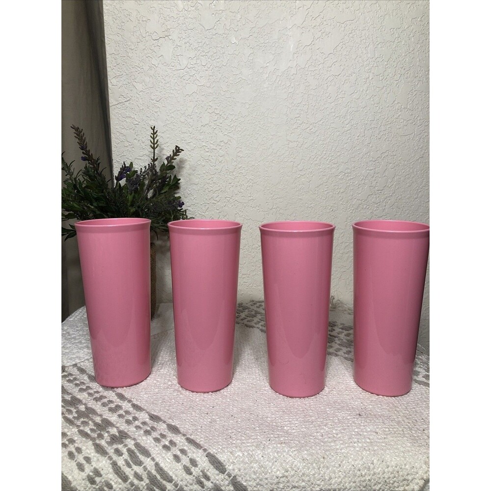 Tupperware Heritage Pink 16oz Tumblers Set of 4  #5107 No Lids